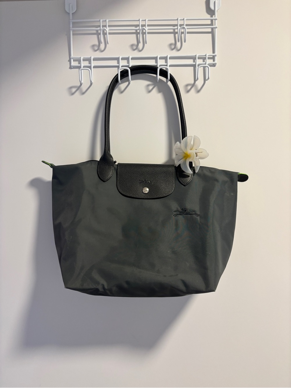 Longchamp Le Pliage Grey Tote with Top Handles